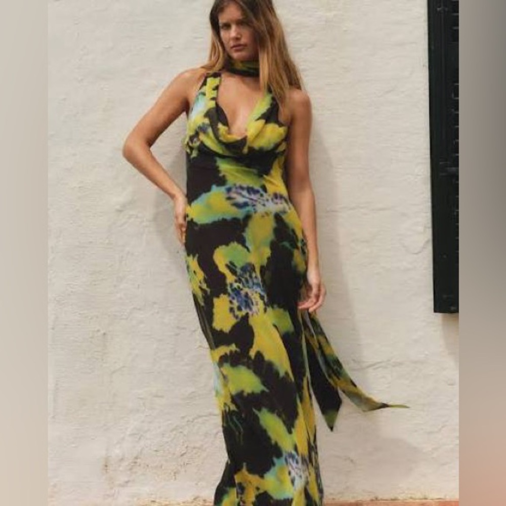 Zara Foulard Print Long Dress